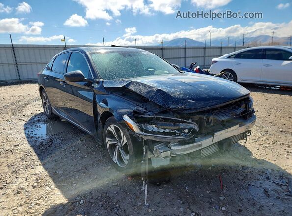 1HGCV1F41JA032242 2018 HONDA ACCORD Черный Передняя правая четверть