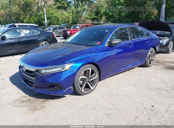 1HGCV1F41NA009243 2022 HONDA ACCORD Blue წინა მარცხენა ხედი სამი მეოთხედიდან
