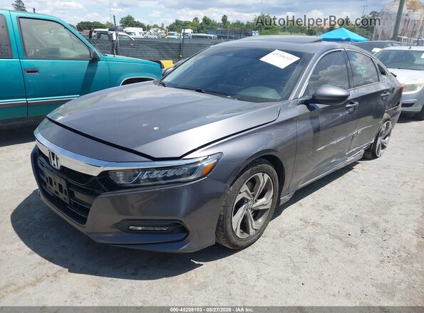1HGCV1F43JA153404 2018 HONDA ACCORD Gray Առջևի ձախ երեք քառորդ տեսարան