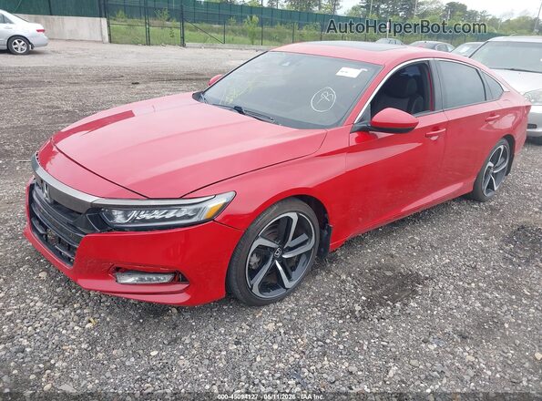 1HGCV1F44KA017753 2019 HONDA ACCORD Red წინა მარცხენა ხედი სამი მეოთხედიდან
