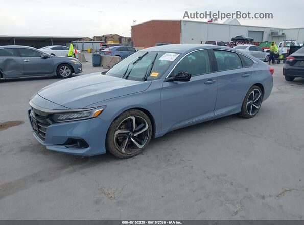 1HGCV1F44MA064493 2021 HONDA ACCORD Light Blue Առջևի ձախ երեք քառորդ տեսարան