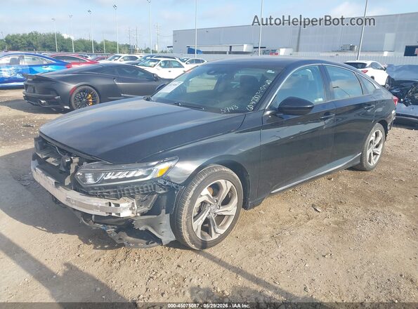 1HGCV1F45KA025943 2019 HONDA ACCORD Black წინა მარცხენა ხედი სამი მეოთხედიდან