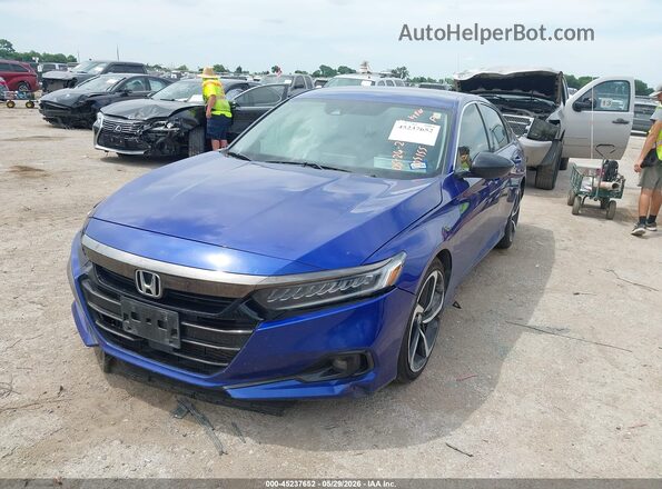 1HGCV1F46MA049865 2021 HONDA ACCORD Blue Przód lewy