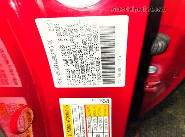 1HGCV2F33LA025583 2020 HONDA ACCORD Red 