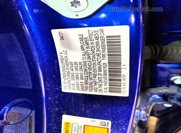 1HGCV2F36MA019228 2021 HONDA ACCORD Blue 