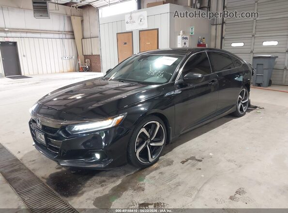 1HGCV2F39MA017683 2021 HONDA ACCORD Black წინა მარცხენა ხედი სამი მეოთხედიდან