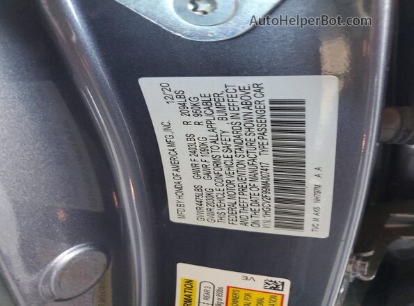 1HGCV2F99MA007417 2021 HONDA ACCORD Gray Շարժիչի բաժամունքի տեսք