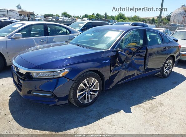 1HGCV3F10KA008419 2019 HONDA ACCORD HYBRID Blue Передня ліва чверть