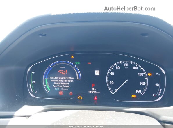 1HGCV3F10KA008419 2019 HONDA ACCORD HYBRID Blue Вид задніх сидінь