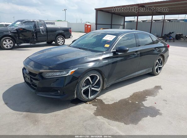 1HGCV3F29NA045594 2022 HONDA ACCORD Черный Передняя левая четверть