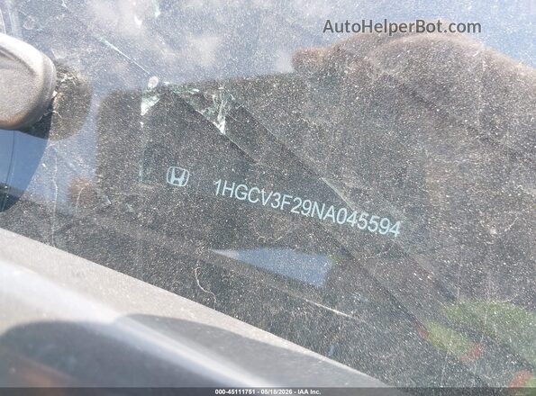 1HGCV3F29NA045594 2022 HONDA ACCORD Черный 