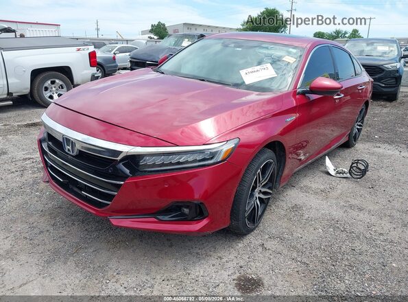1HGCV3F91MA008924 2021 HONDA ACCORD Red Առջևի ձախ երեք քառորդ տեսարան