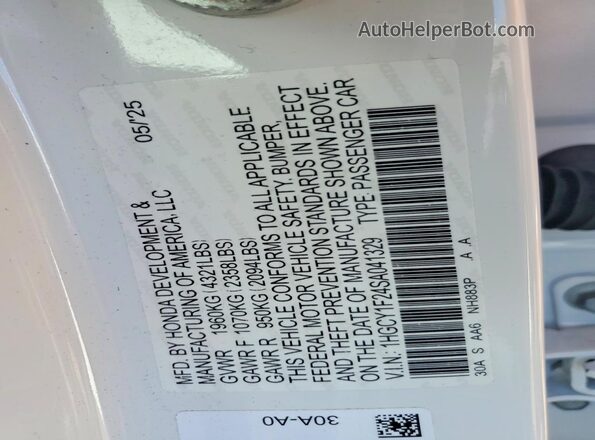 1HGCY1F24SA041329 2025 HONDA ACCORD White 