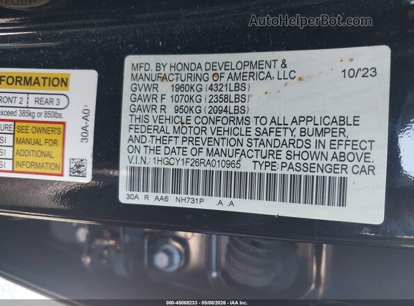 1HGCY1F26RA010965 2024 HONDA ACCORD Black Вид підкапотного простору