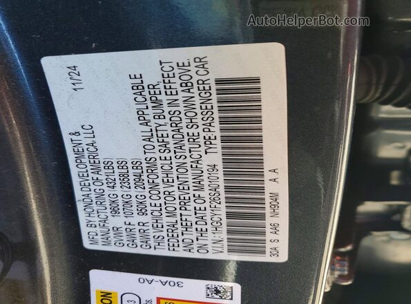 1HGCY1F26SA010194 2025 HONDA ACCORD Gray 