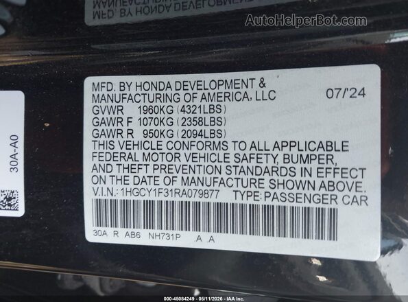 1HGCY1F31RA079877 2024 HONDA ACCORD Black Շարժիչի բաժամունքի տեսք