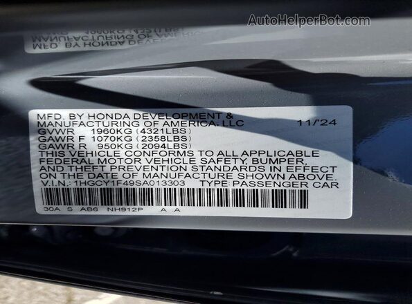 1HGCY1F49SA013303 2025 HONDA ACCORD Gray 