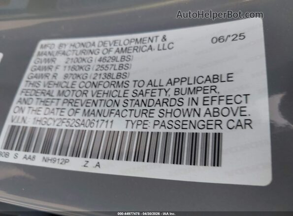 1HGCY2F52SA061711 2025 HONDA ACCORD HYBRID Blue Widok komory silnika