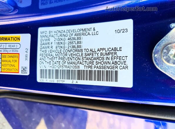 1HGCY2F57RA010506 2024 HONDA ACCORD Blue 