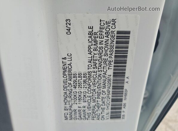 1HGCY2F64PA025874 2023 HONDA ACCORD Белый 