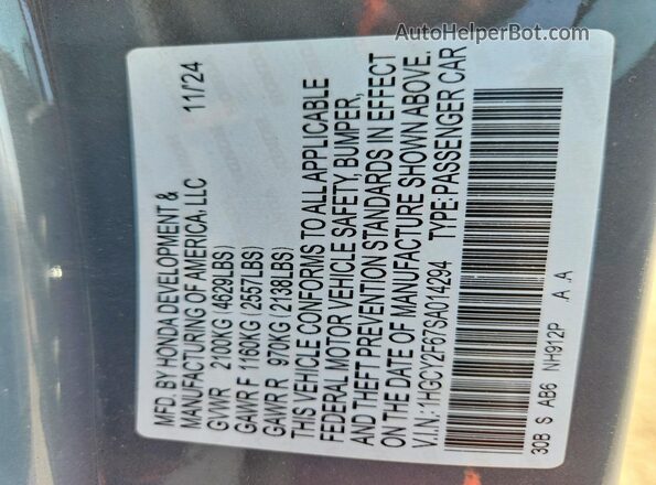 1HGCY2F67SA014294 2025 HONDA ACCORD Серый 