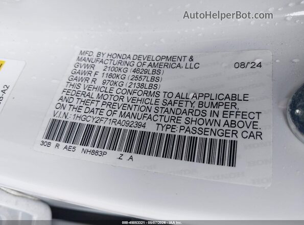 1HGCY2F71RA092394 2024 HONDA ACCORD HYBRID White 
