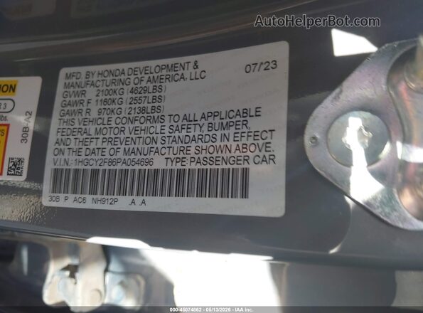 1HGCY2F86PA054696 2023 HONDA ACCORD Silver Engine compartment view