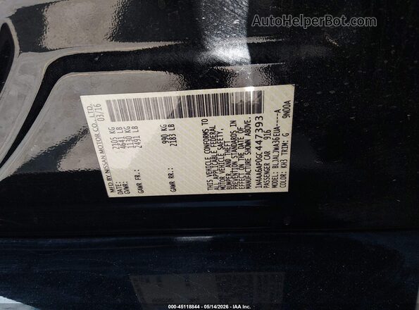 1N4AA6AP0GC447393 2016 NISSAN MAXIMA Black Вид підкапотного простору
