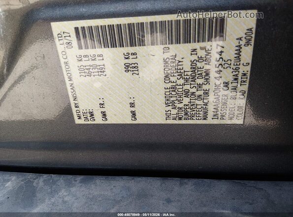 1N4AA6AP0HC445547 2017 NISSAN MAXIMA Silver Շարժիչի բաժամունքի տեսք