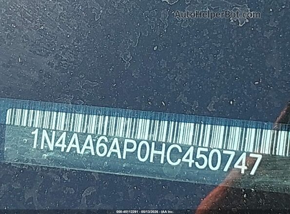 1N4AA6AP0HC450747 2017 NISSAN MAXIMA Серый 