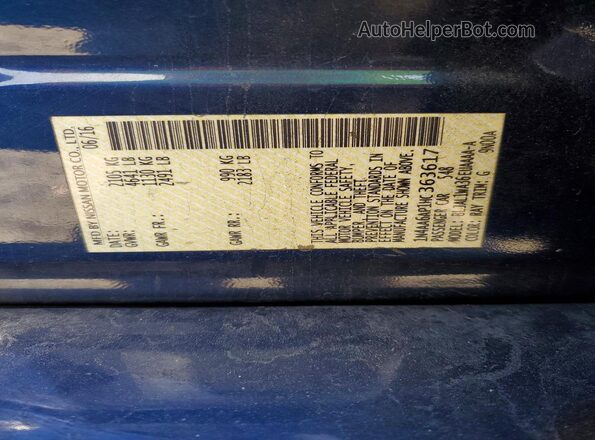 1N4AA6AP1HC363617 2017 NISSAN MAXIMA Blue Вид підкапотного простору