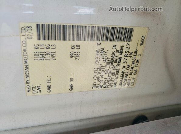 1N4AA6AP1JC378527 2018 NISSAN MAXIMA White 