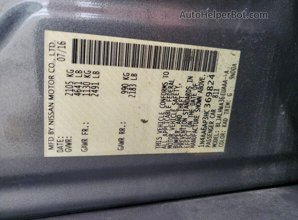 1N4AA6AP3HC369824 2017 NISSAN MAXIMA PLATINUM Gray 