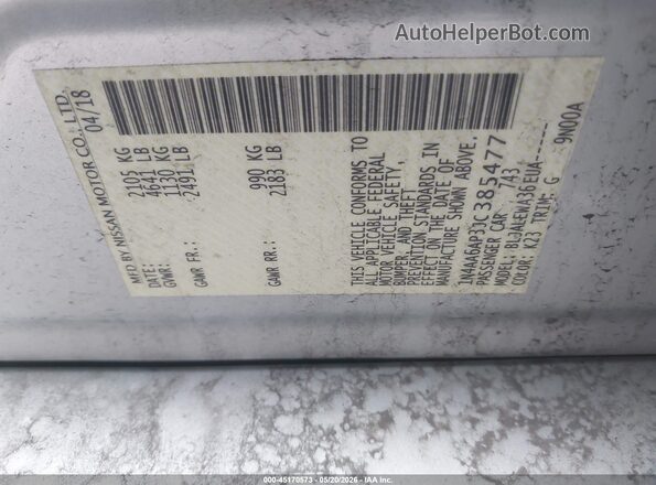 1N4AA6AP3JC385477 2018 NISSAN MAXIMA Silver 