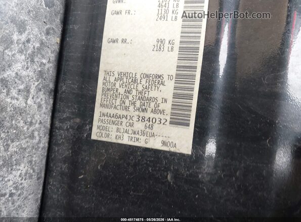 1N4AA6AP4JC384032 2018 NISSAN MAXIMA Black Вид підкапотного простору