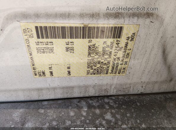 1N4AA6AP5HC432647 2017 NISSAN MAXIMA White Вид підкапотного простору