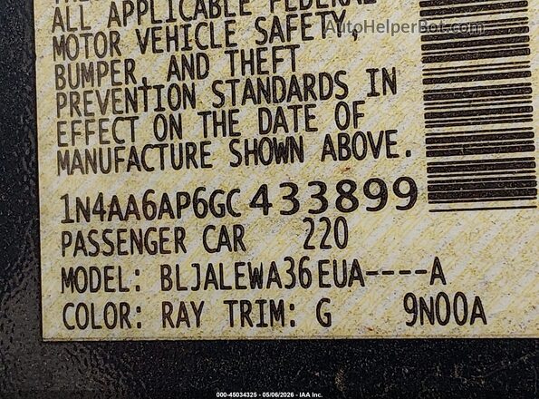 1N4AA6AP6GC433899 2016 NISSAN MAXIMA Blue Engine compartment view