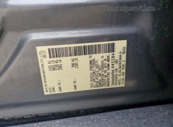 1N4AA6AP6HC445584 2017 NISSAN MAXIMA Gray Widok komory silnika