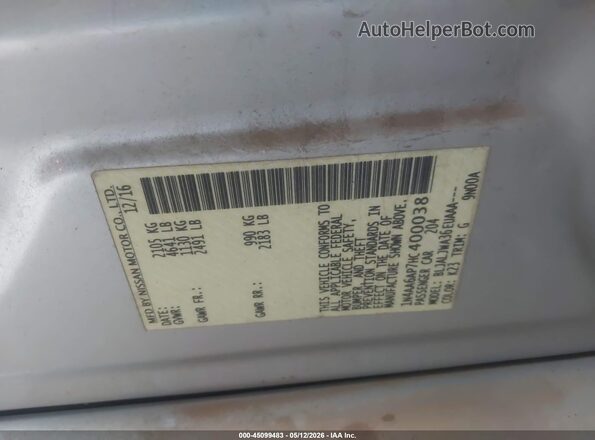 1N4AA6AP7HC400038 2017 NISSAN MAXIMA Silver Вид підкапотного простору