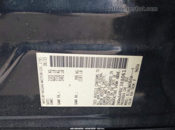 1N4AA6AP8GC388061 2016 NISSAN MAXIMA Blue Engine compartment view