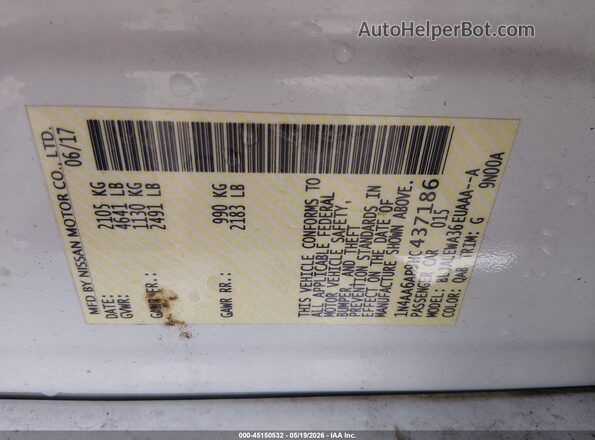 1N4AA6AP9HC437186 2017 NISSAN MAXIMA White Engine compartment view