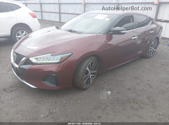 1N4AA6CV4MC513810 2021 NISSAN MAXIMA Maroon Առջևի ձախ երեք քառորդ տեսարան