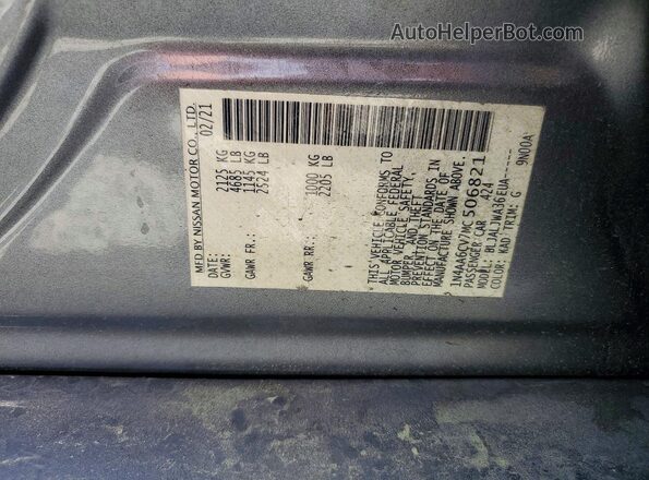 1N4AA6CV7MC506821 2021 NISSAN MAXIMA Gray Вид підкапотного простору