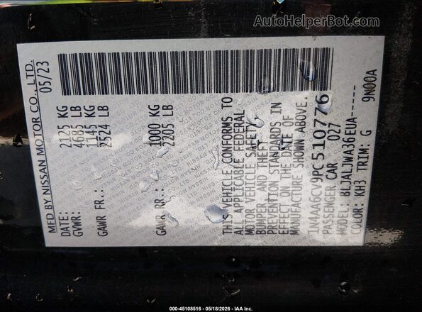 1N4AA6CV9PC510776 2023 NISSAN MAXIMA Black 