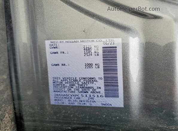 1N4AA6CVXPC511516 2023 NISSAN MAXIMA Gray Вид підкапотного простору