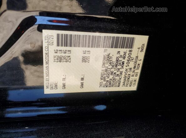1N4AA6FV5PC506008 2023 NISSAN MAXIMA Black Вид підкапотного простору