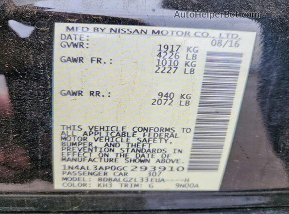 1N4AL3AP0GC293910 2016 NISSAN ALTIMA Black 