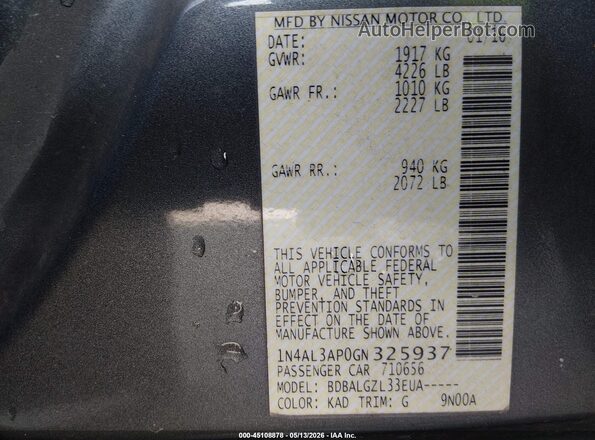 1N4AL3AP0GN325937 2016 NISSAN ALTIMA Gray Widok komory silnika