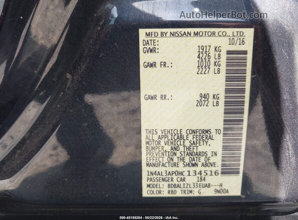 1N4AL3AP0HC134516 2017 NISSAN ALTIMA Dark Blue Вид подкапотного пространства