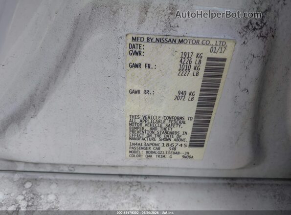 1N4AL3AP0HC186745 2017 NISSAN ALTIMA Белый 
